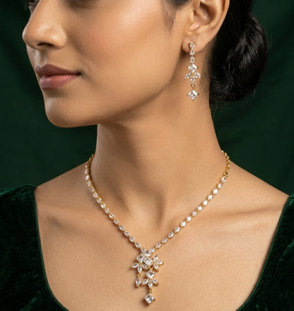 Women Golden American Daimond Jewellery Set