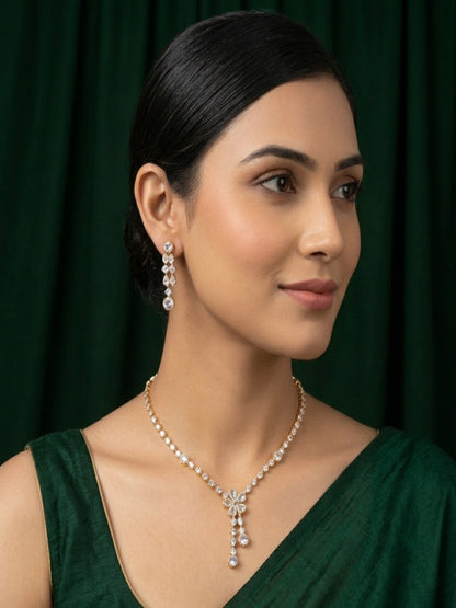 Women Golden American Daimond Jewellery Set