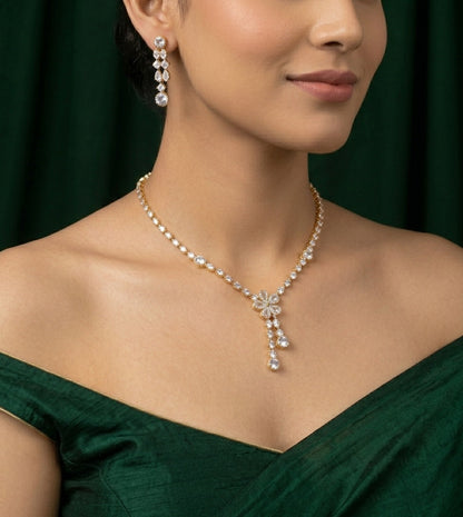 Women Golden American Daimond Jewellery Set
