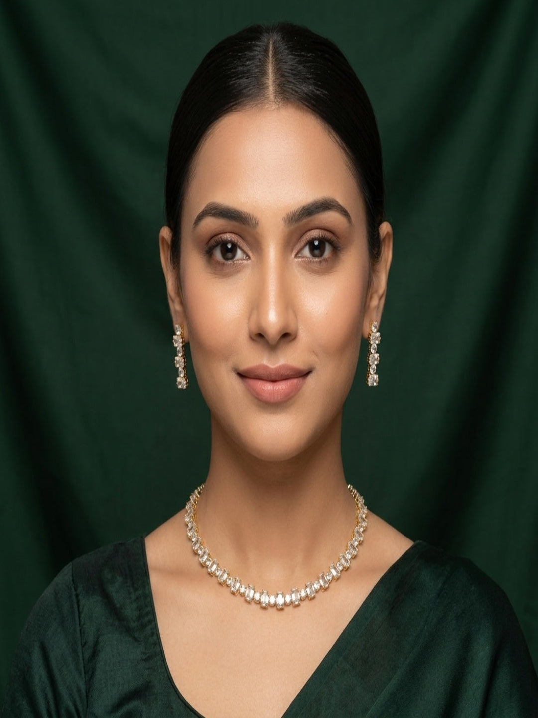 Women Gold Plated Diamond Jewellery Set