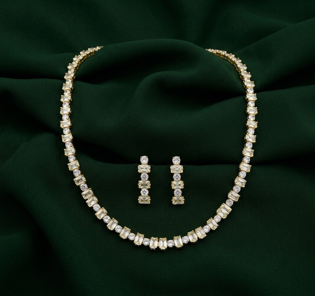 Women Gold Plated Diamond Jewellery Set