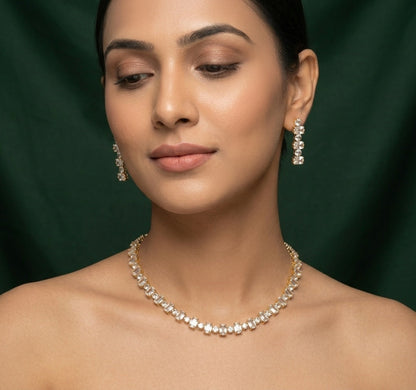 Women Gold Plated Diamond Jewellery Set