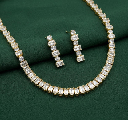 Women Gold Plated Diamond Jewellery Set