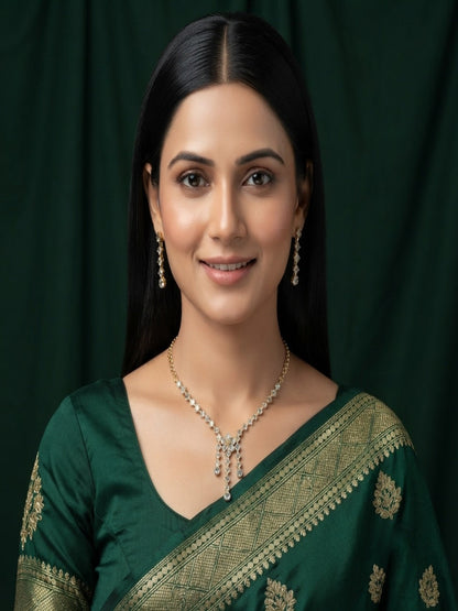 Women Gold Plated Diamond Jewellery Set