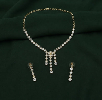 Women Gold Plated Diamond Jewellery Set
