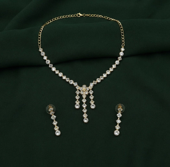 Women Gold Plated Diamond Jewellery Set
