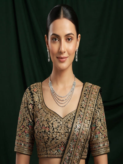 Women Layered Daimond Necklace With Earings Set