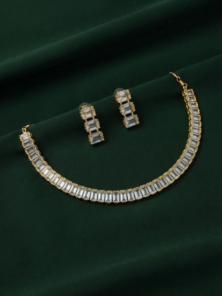 Women Gold Plated American Diamond Jewellery Set