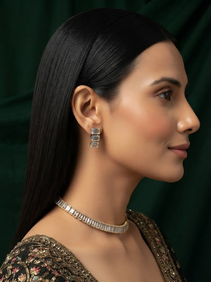 Women Gold Plated American Diamond Jewellery Set