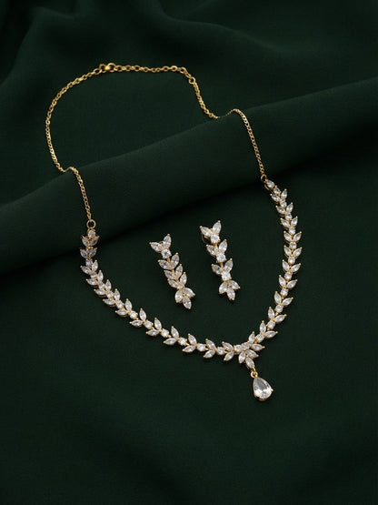 Women Gold Plated Diamond Jewellery Set