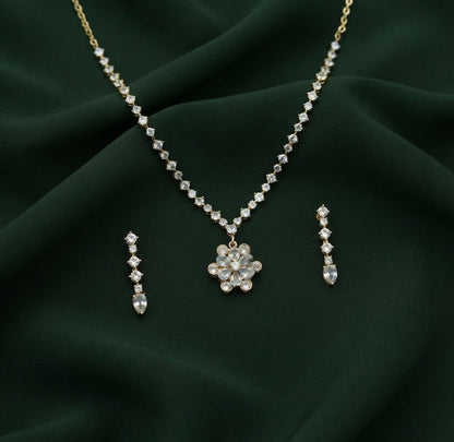 Women Gold Plated Diamond Jewellery Set