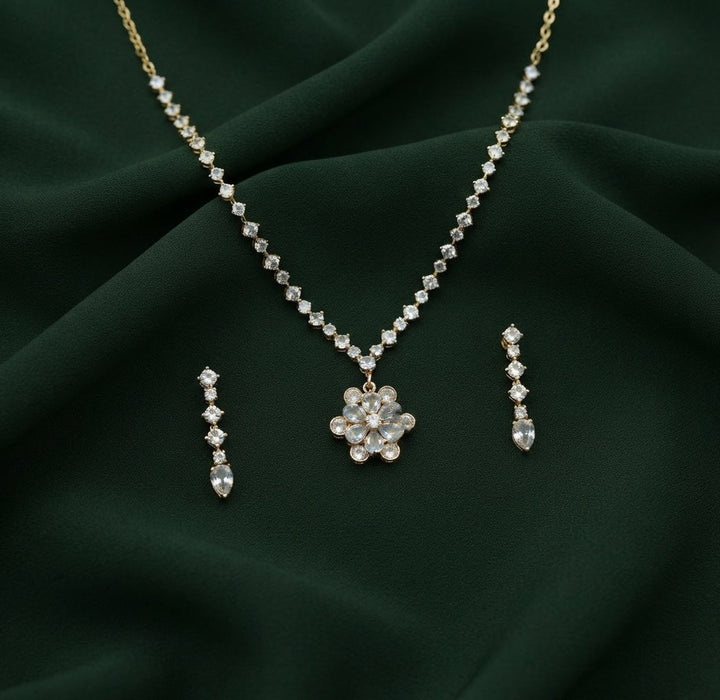 Women Gold Plated Diamond Jewellery Set