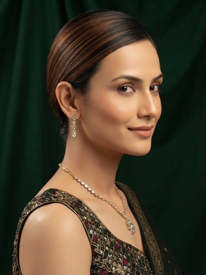 Women Gold Plated Diamond Jewellery Set