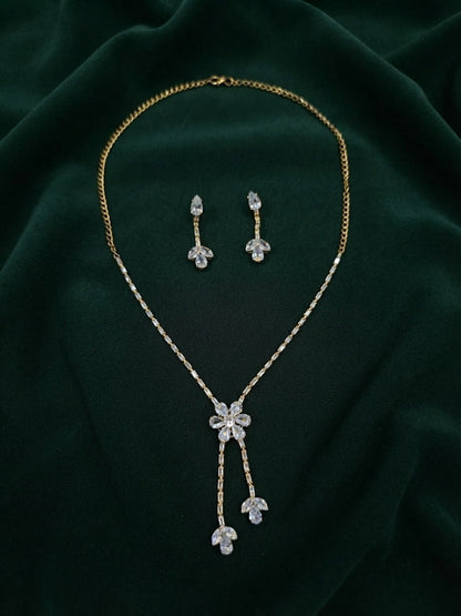 Women Gold Plated Kundan Beaded Minimal Jewellery Set