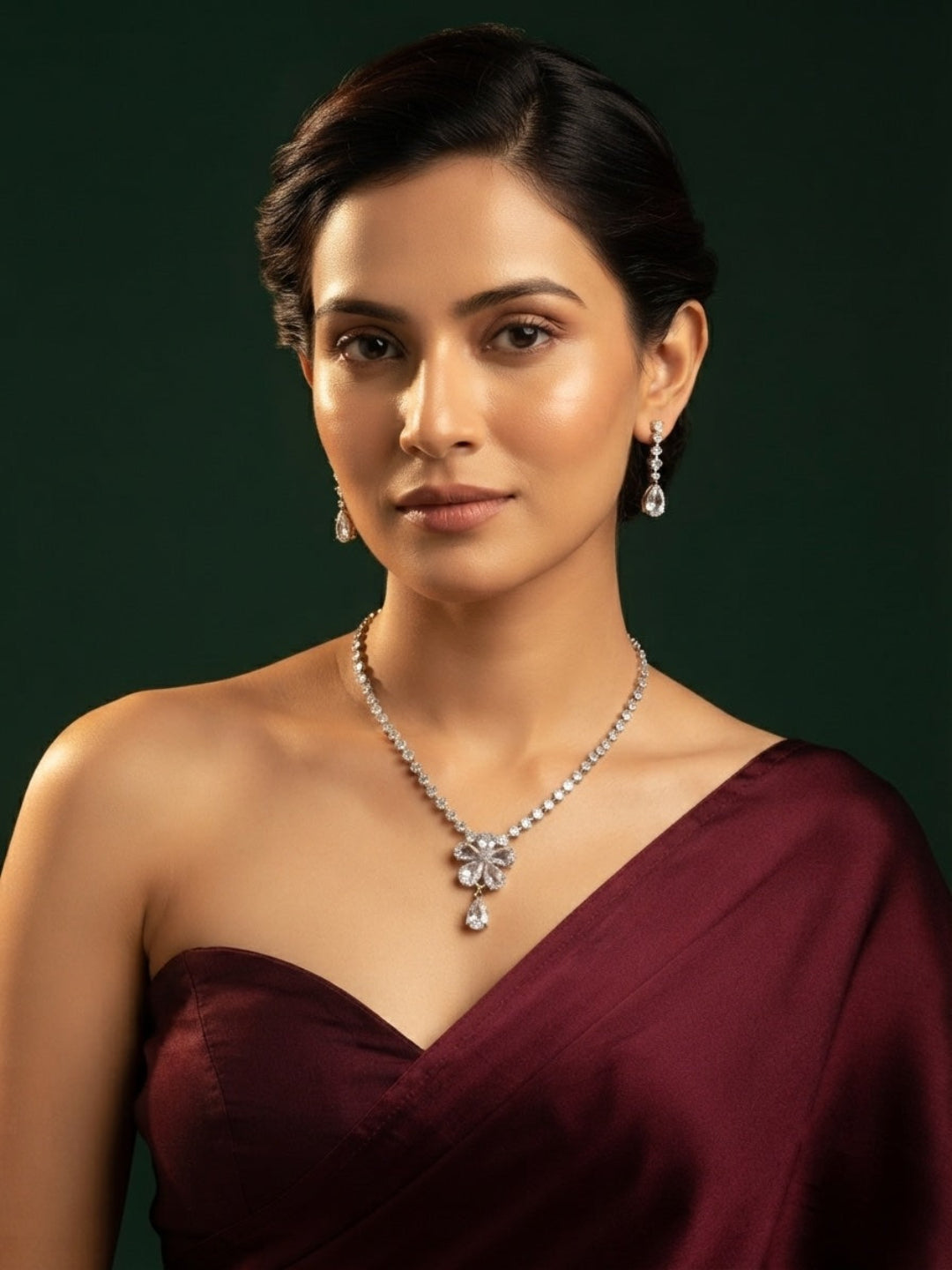 Women Silver Plated Trendy Kundan Jewellery Set