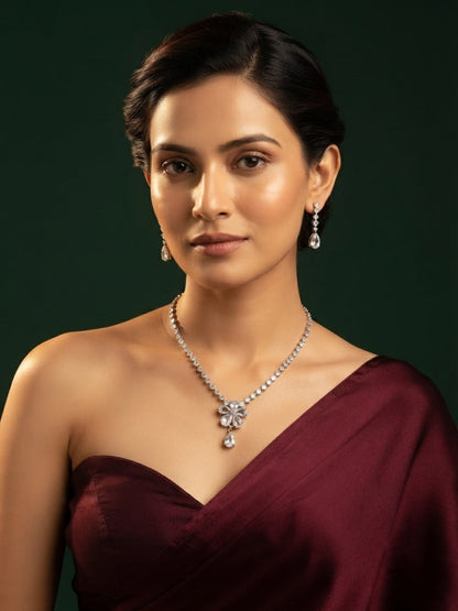 Women Silver Plated Trendy Kundan Jewellery Set
