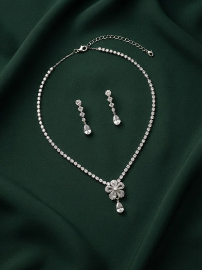Women Silver Plated Trendy Kundan Jewellery Set