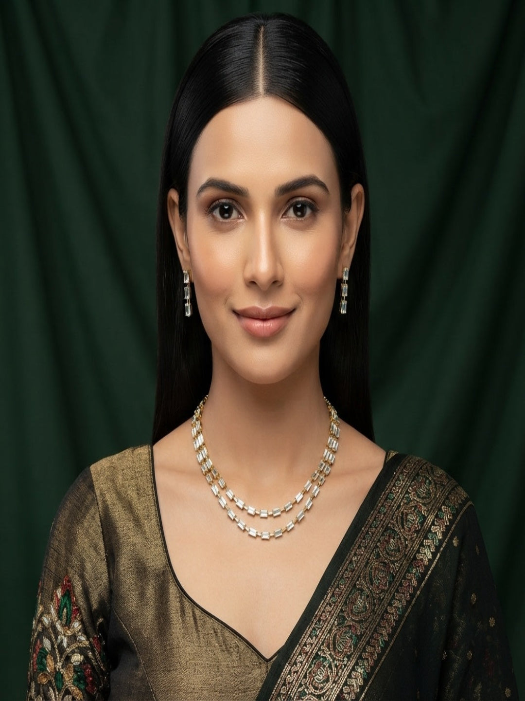 Women Gold Plated Diamond Jewellery Set