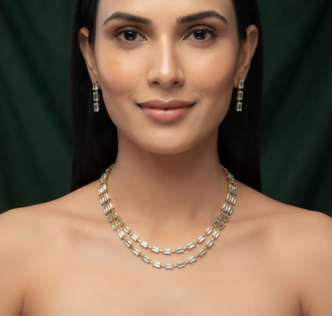 Women Gold Plated Diamond Jewellery Set