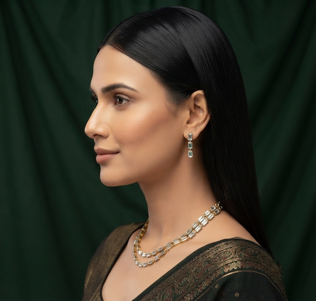 Women Gold Plated Diamond Jewellery Set