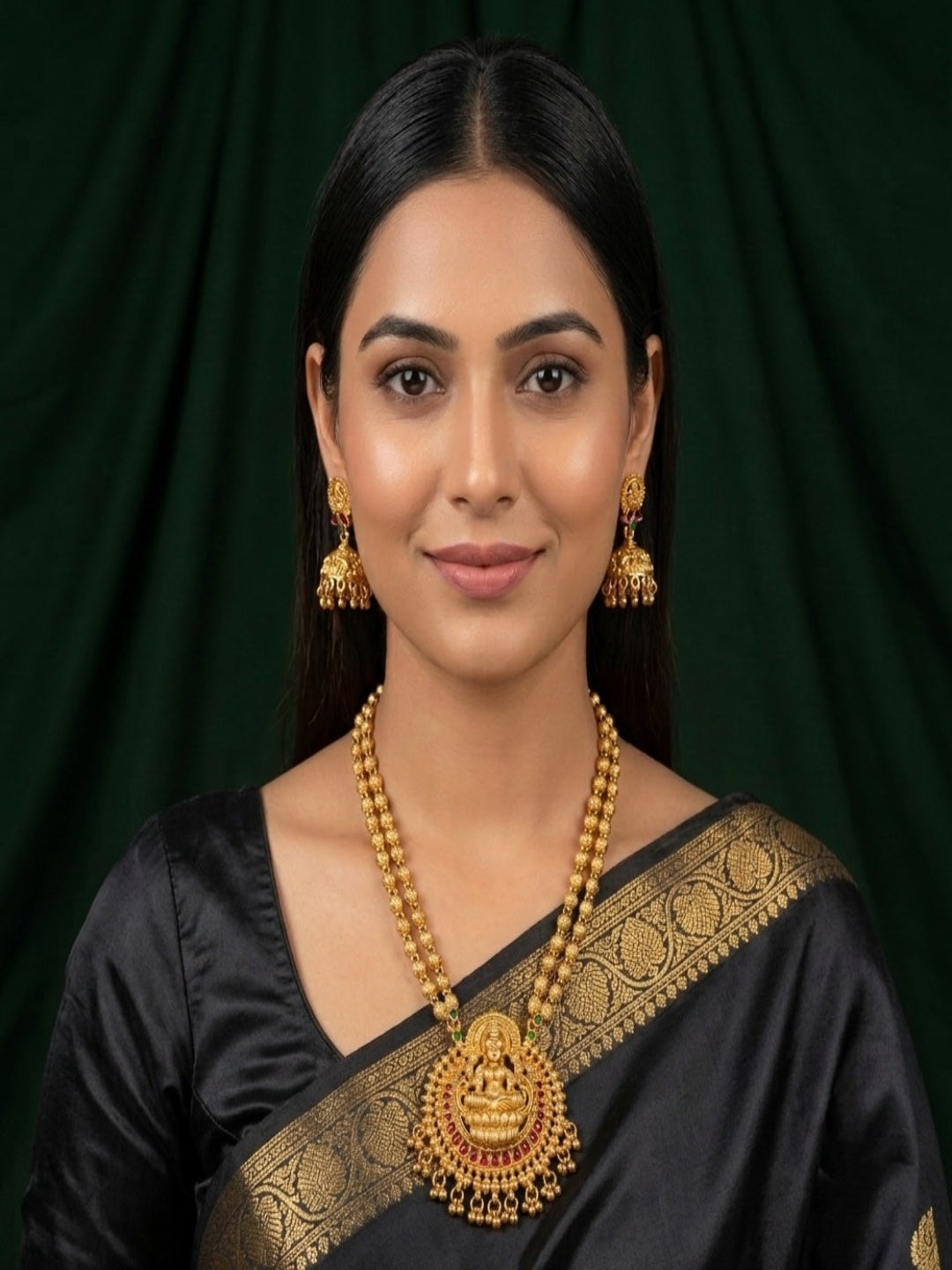 Women Gold Plated Traditional Tample Jewellery Set