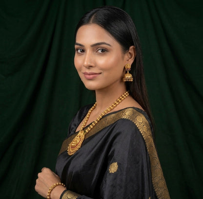 Women Gold Plated Traditional Tample Jewellery Set