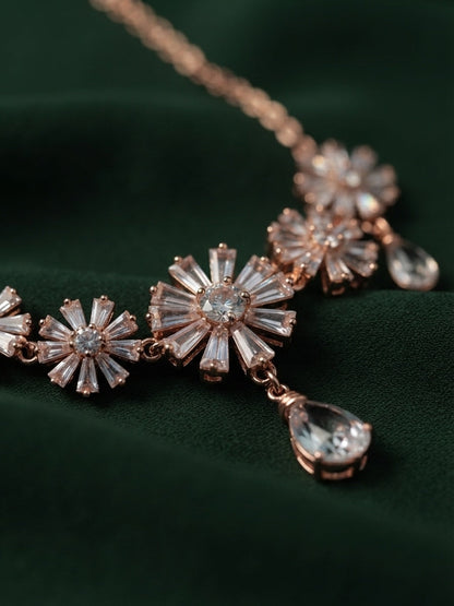 Women Rose Gold American Daimond Jewellery Set