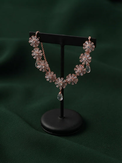 Women Rose Gold American Daimond Jewellery Set