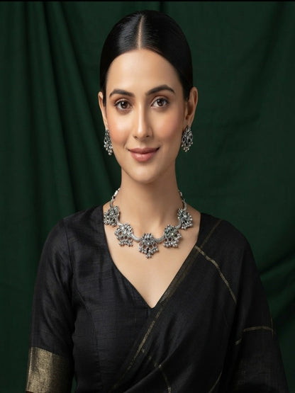 Women Silver Plated Oxidised Jewellery Set