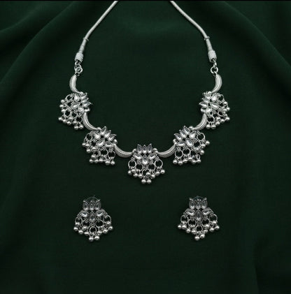 Women Silver Plated Oxidised Jewellery Set