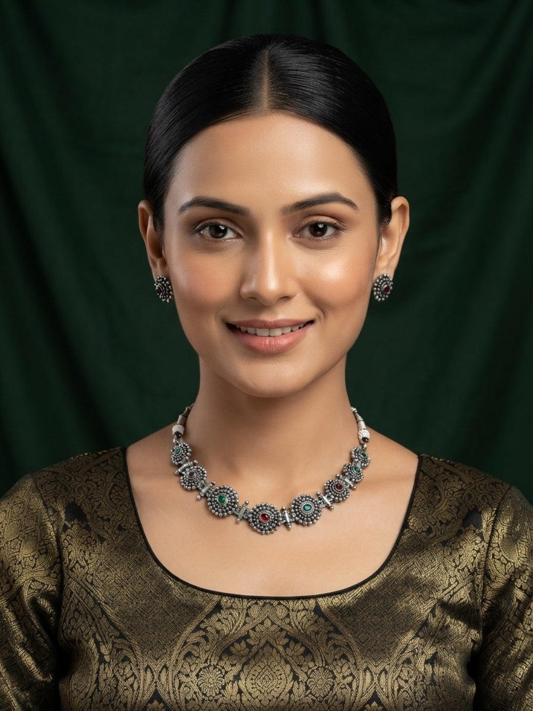 Women Silver Plated Oxidised Jewellery Set