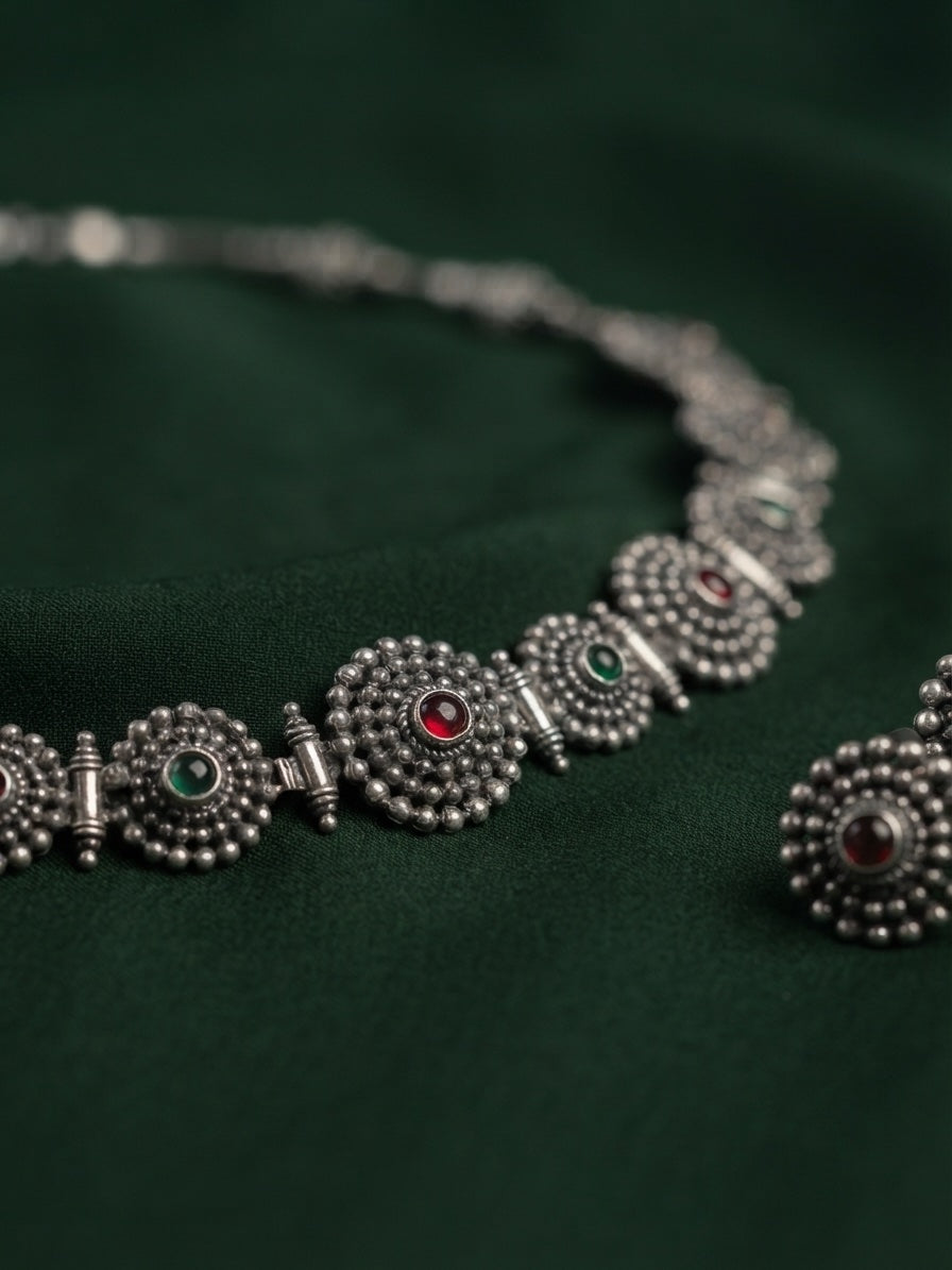 Women Silver Plated Oxidised Jewellery Set