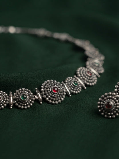 Women Silver Plated Oxidised Jewellery Set