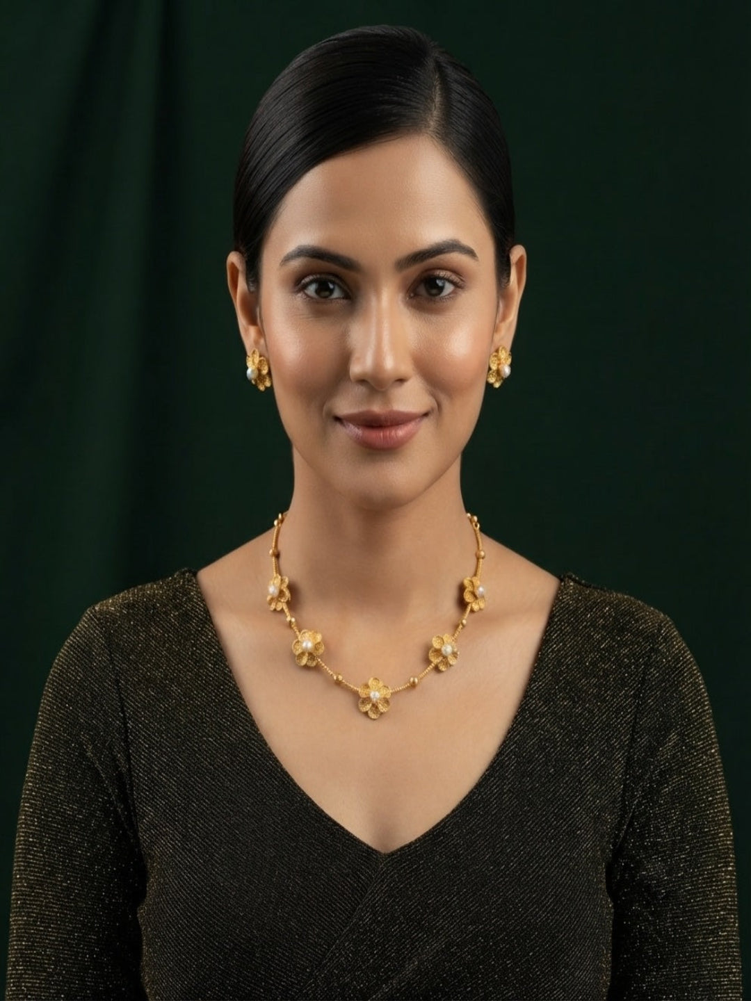 Women Gold Plated Minimal Jewellery Set