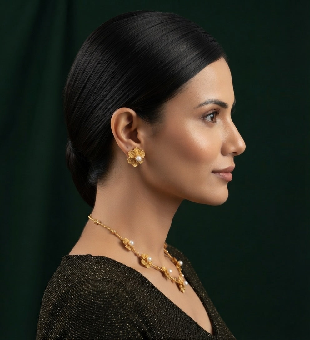 Women Gold Plated Minimal Jewellery Set