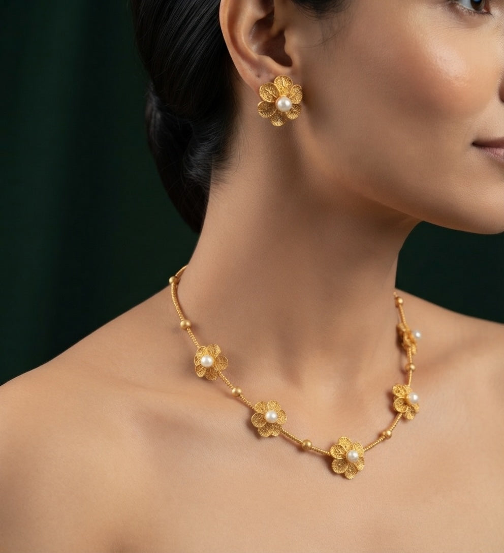 Women Gold Plated Minimal Jewellery Set