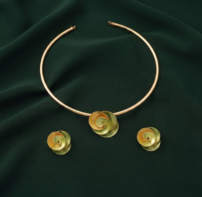 Women Gold Plated Contamprery Jewellery Set