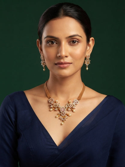 Women Gold Plated Kundan Beaded Jewellery Set