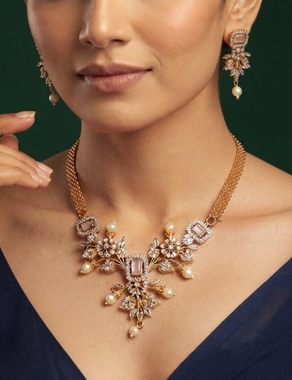 Women Gold Plated Kundan Beaded Jewellery Set
