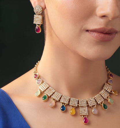 Gold Plated Multicolor Beaded Jewellery Set