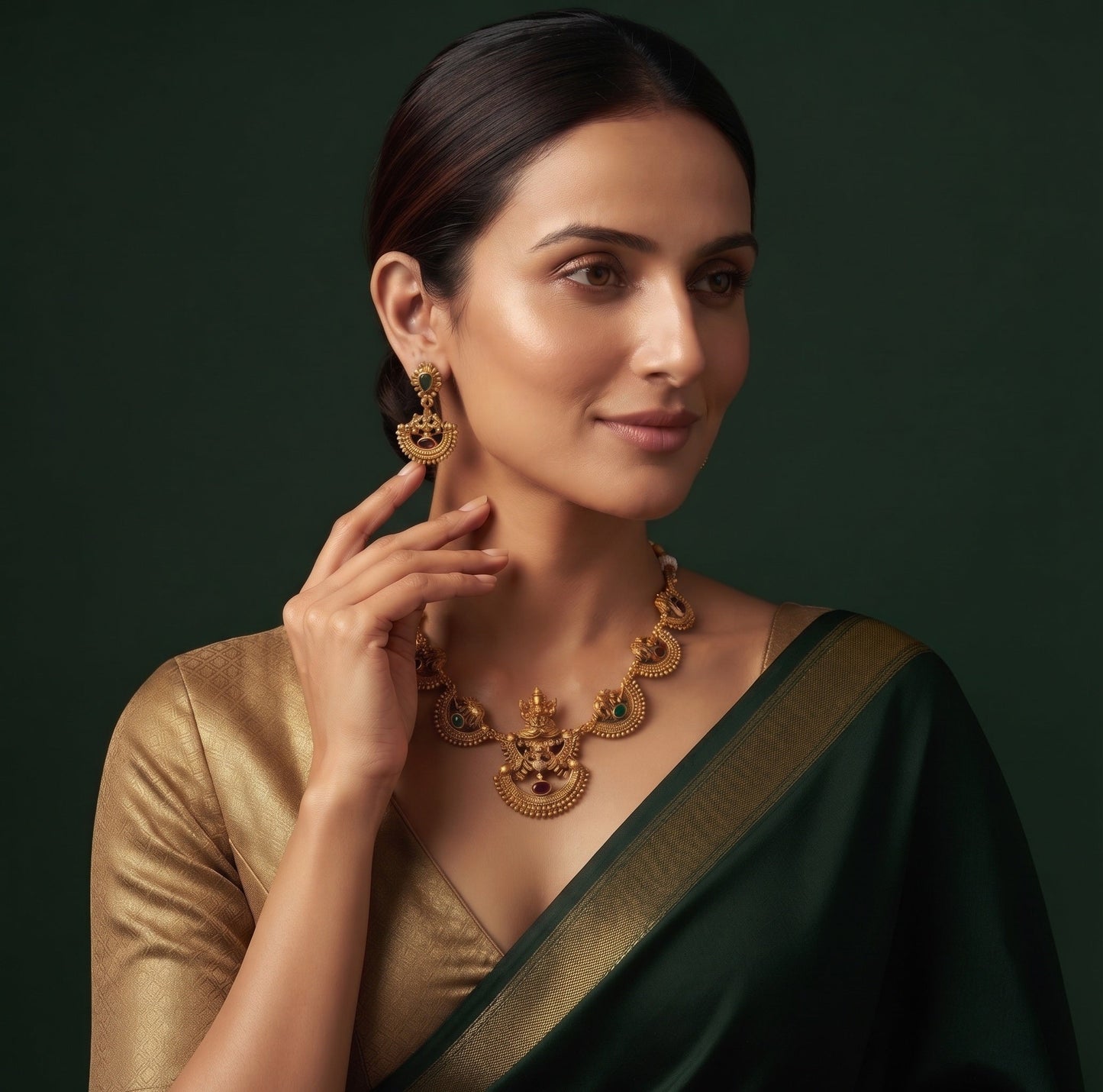 Gold-Toned Traditional Temple Jewellery Set