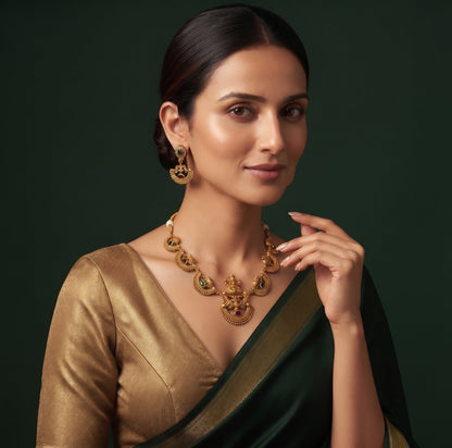 Gold-Toned Traditional Temple Jewellery Set