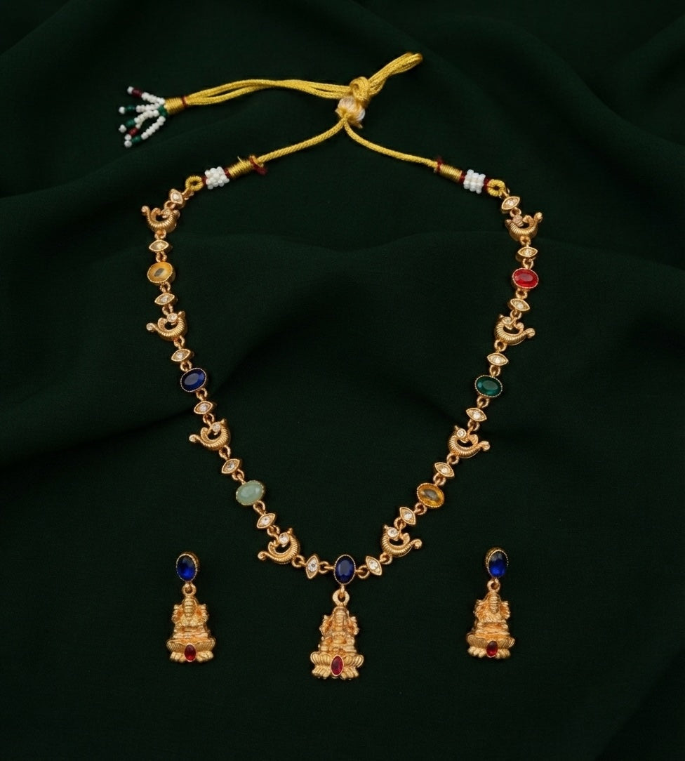Gold Plated Multicolor Beaded Jewellery Set