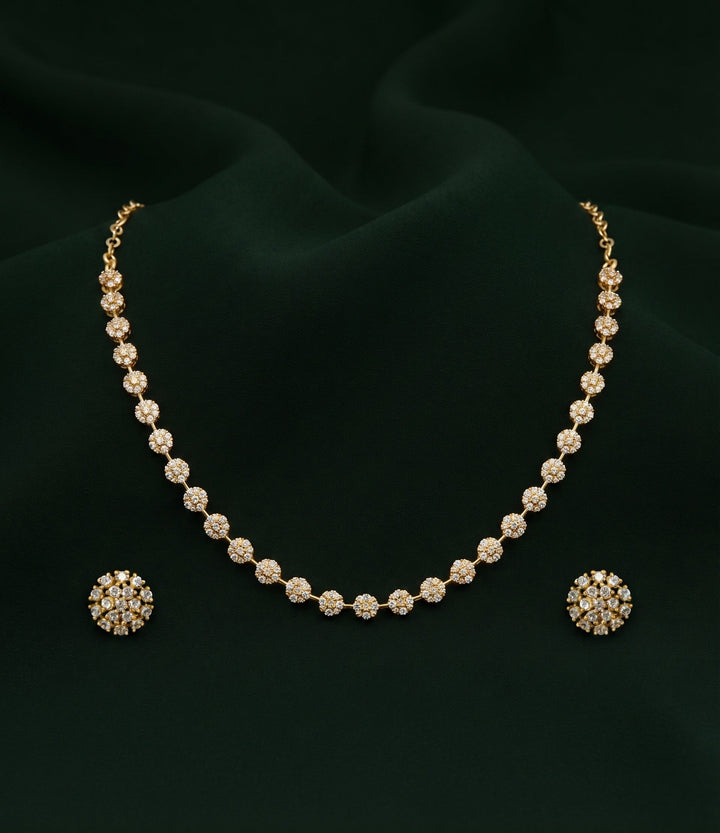 Gold Plated Trendy Floral Diamond Jewellery Set