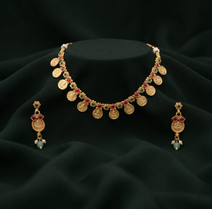 Gold-Toned Elegant Coin Motif Jewellery Set