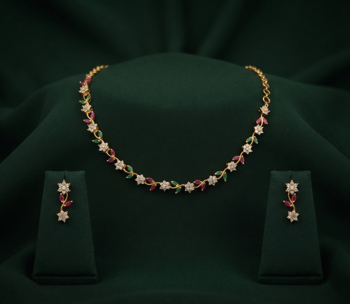 Gold Plated Multicolor Beaded Jewellery Set