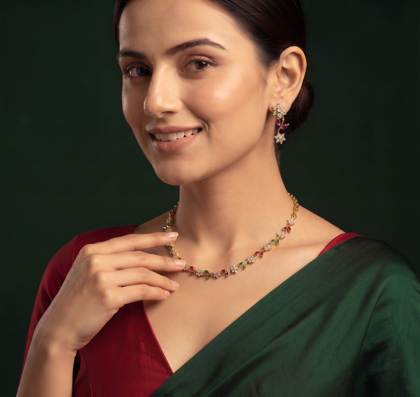 Gold Plated Multicolor Beaded Jewellery Set