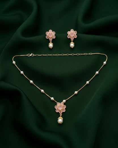 Gold Plated Ston Beaded Minimal Jewellery Set