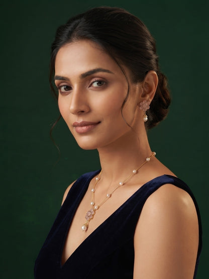Gold Plated Ston Beaded Minimal Jewellery Set