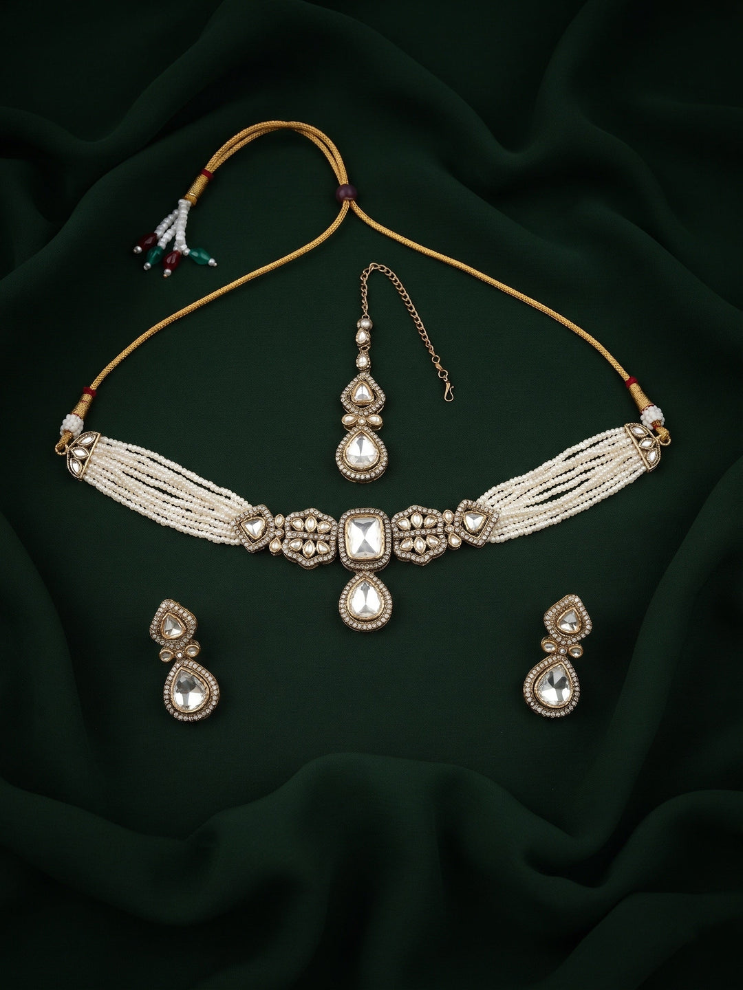 Gold Plated Pearls Choker Jewellery Set